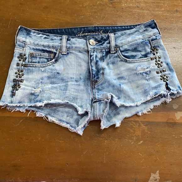 American Eagle Outfitters Pants - American Eagle AEO Distressed Denim Jean Shortie Shorts Sz 2